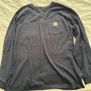 Carhartt Men's Navy Long Sleeve Henley Size L